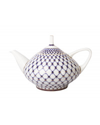 LOMONOSOV IMPERIAL BONE CHINA PORCELAIN TEAPOT COBALT NET DOME 7 CUPS 1400 ML 47.3 oz