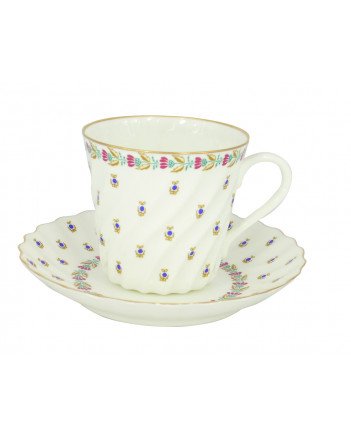 LOMONOSOV IMPERIAL BONE CHINA PORCELAIN ESPRESSO CUP TWISTED TINY BERRIES 155 ml/5.2 fl.oz