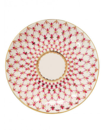 LOMONOSOV IMPERIAL PORCELAIN JAM MARMALADE JELLY DISH RED NET TULIP