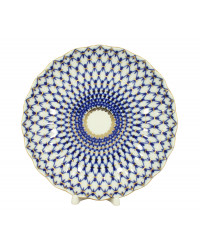 LOMONOSOV IMPERIAL PORCELAIN COOKIE PASTRY DISH COBALT NET TULIP