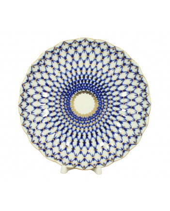LOMONOSOV IMPERIAL PORCELAIN COOKIE PASTRY DISH COBALT NET TULIP