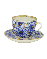 LOMONOSOV IMPERIAL PORCELAIN ESPRESSO COFFEE CUP AND SAUCER BINDWEED TULIP 140 ML/4.7 OZ