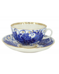  LOMONOSOV IMPERIAL PORCELAIN TEACUP AND SAUCER TULIP MAGIC FIRE BIRD 250 ML/8.45 OZ