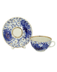  LOMONOSOV IMPERIAL PORCELAIN TEACUP AND SAUCER TULIP MAGIC FIRE BIRD 250 ML/8.45 OZ