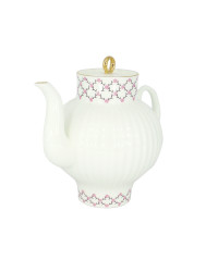 LOMONOSOV IMPERIAL BONE CHINA PORCELAIN TEAPOT WAVE PINK NET 800 ML 27 Oz