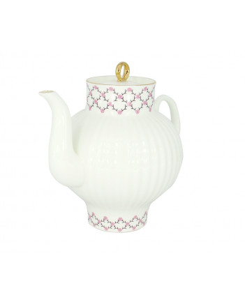 LOMONOSOV IMPERIAL BONE CHINA PORCELAIN TEAPOT WAVE PINK NET 800 ML 27 Oz