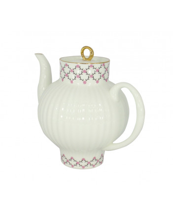 LOMONOSOV IMPERIAL BONE CHINA PORCELAIN TEAPOT WAVE PINK NET 800 ML 27 Oz