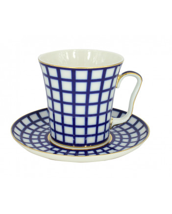 LOMONOSOV IMPERIAL PORCELAIN COFFEE LATTE HOT CHOCOLATE MUG COBALT CELL 360 ml/12.2 fl.oz