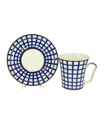 LOMONOSOV IMPERIAL PORCELAIN COFFEE LATTE HOT CHOCOLATE MUG COBALT CELL 360 ml/12.2 fl.oz