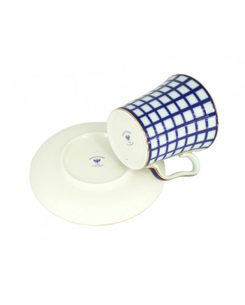 LOMONOSOV IMPERIAL PORCELAIN COFFEE LATTE HOT CHOCOLATE MUG COBALT CELL 360 ml/12.2 fl.oz