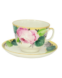 LOMONOSOV IMPERIAL PORCELAIN TEACUP AND SAUCER GIFT LOVE 375 ML/12.7OZ