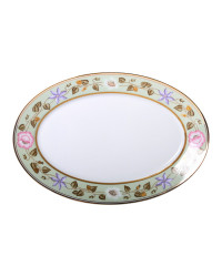 LOMONOSOV IMPERIAL PORCELAIN SERVING PLATTER OVAL JADE BACKGROUND 40 cm 15.7"