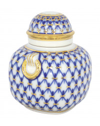 LOMONOSOV IMPERIAL PORCELAIN TEA CADDY COBALT NET