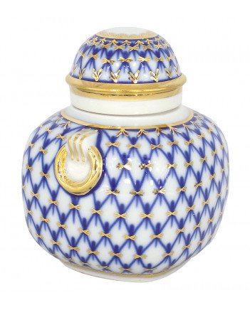 LOMONOSOV IMPERIAL PORCELAIN TEA CADDY COBALT NET