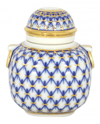 LOMONOSOV IMPERIAL PORCELAIN TEA CADDY COBALT NET