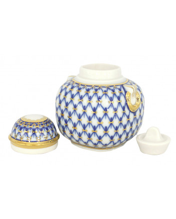 LOMONOSOV IMPERIAL PORCELAIN TEA CADDY COBALT NET