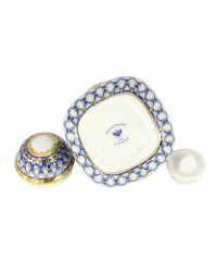 LOMONOSOV IMPERIAL PORCELAIN TEA CADDY COBALT NET