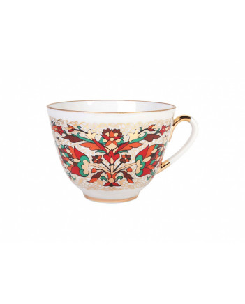 LOMONOSOV IMPERIAL PORCELAIN TEACUP AND SAUCER SPRING RED ROOSTER 230 ML 7.8 OZ