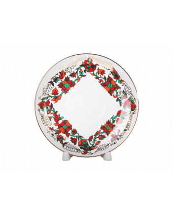 LOMONOSOV IMPERIAL PORCELAIN TEACUP AND SAUCER SPRING RED ROOSTER 230 ML 7.8 OZ