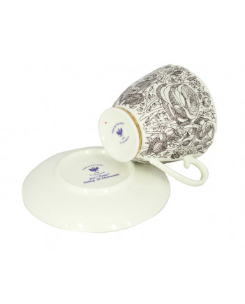 LOMONOSOV IMPERIAL BONE CHINA PORCELAIN ESPRESSO CUP CARNATION BLACK SUMMER 200 ml/6.9 fl.oz