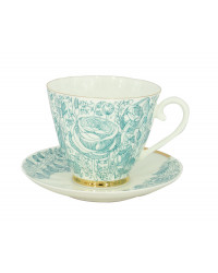 LOMONOSOV IMPERIAL BONE CHINA PORCELAIN ESPRESSO CUP CARNATION GREEN SUMMER 200 ml/6.9 fl.oz