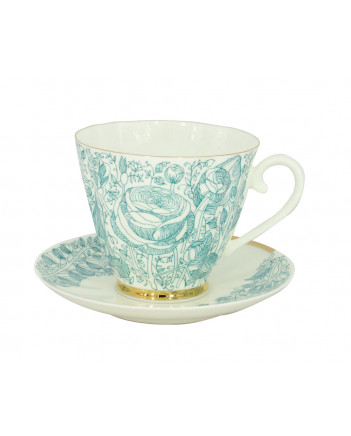 LOMONOSOV IMPERIAL BONE CHINA PORCELAIN ESPRESSO CUP CARNATION GREEN SUMMER 200 ml/6.9 fl.oz