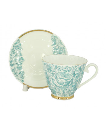 LOMONOSOV IMPERIAL BONE CHINA PORCELAIN ESPRESSO CUP CARNATION GREEN SUMMER 200 ml/6.9 fl.oz