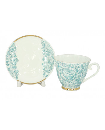LOMONOSOV IMPERIAL BONE CHINA PORCELAIN ESPRESSO CUP CARNATION GREEN SUMMER 200 ml/6.9 fl.oz