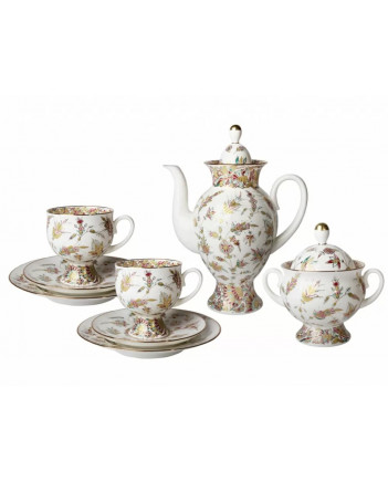 LOMONOSOV IMPERIAL BONE CHINA PORCELAIN COFFEE SET SERVICE CLASSIC-2 GOLDEN TWIGS 20 items
