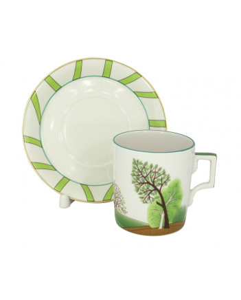 LOMONOSOV IMPERIAL PORCELAIN TEACUP AND SAUCER SEASONS SPRING 220 ML 7.4 OZ
