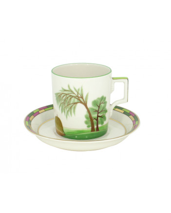 LOMONOSOV IMPERIAL PORCELAIN TEACUP AND SAUCER SEASONS SUMMER 220 ML 7.4 OZ
