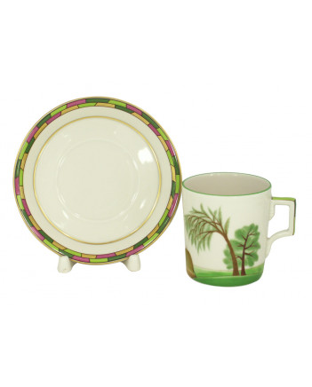 LOMONOSOV IMPERIAL PORCELAIN TEACUP AND SAUCER SEASONS SUMMER 220 ML 7.4 OZ