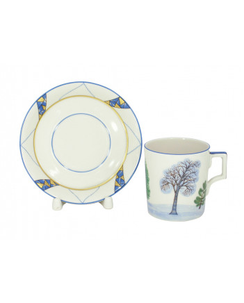 LOMONOSOV IMPERIAL PORCELAIN TEACUP AND SAUCER SEASONS WINTER 220 ML 7.4 OZ