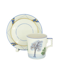 LOMONOSOV IMPERIAL PORCELAIN TEACUP AND SAUCER SEASONS WINTER 220 ML 7.4 OZ