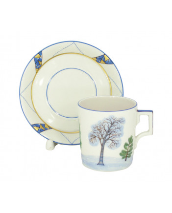 LOMONOSOV IMPERIAL PORCELAIN TEACUP AND SAUCER SEASONS WINTER 220 ML 7.4 OZ