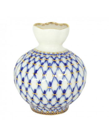 LOMONOSOV IMPERIAL PORCELAIN FLOWER VASE COBALT NET TULIP 11.8 CM/3.9"