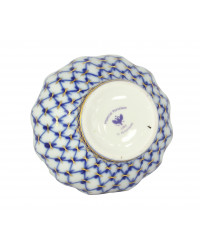 LOMONOSOV IMPERIAL PORCELAIN FLOWER VASE COBALT NET TULIP 11.8 CM/3.9"