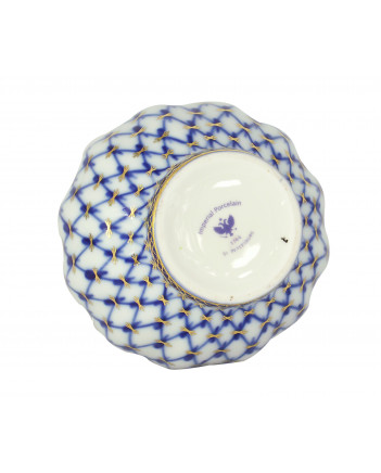 LOMONOSOV IMPERIAL PORCELAIN FLOWER VASE COBALT NET TULIP 11.8 CM/3.9"