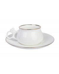 LOMONOSOV IMPERIAL BONE CHINA PORCELAIN ESPRESSO CUP BILIBINA GOLDEN EDGE 180 ml 6.1 oz