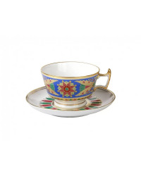 LOMONOSOV IMPERIAL PORCELAIN TEACUP AND SAUCER ALEXANDRIA GOTHIC 247 ML  8.35 oz