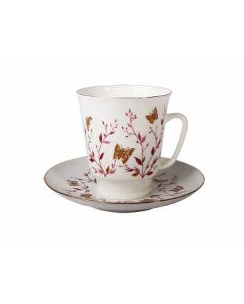 LOMONOSOV IMPERIAL BONE CHINA PORCELAIN ESPRESSO CUP MAY PINK BRANCHES 165 ml 5.6 fl.oz