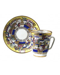 LOMONOSOV IMPERIAL BONE CHINA RARE PORCELAIN ESPRESSO CUP MAY WHITE HUTS 165 ml/5.6 fl.oz