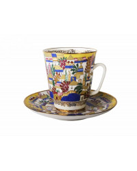LOMONOSOV IMPERIAL BONE CHINA RARE PORCELAIN ESPRESSO CUP MAY WHITE HUTS 165 ml/5.6 fl.oz