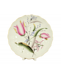 LOMONOSOV IMPERIAL PORCELAIN COOKIE PASTRY DISH PINK TULIPS