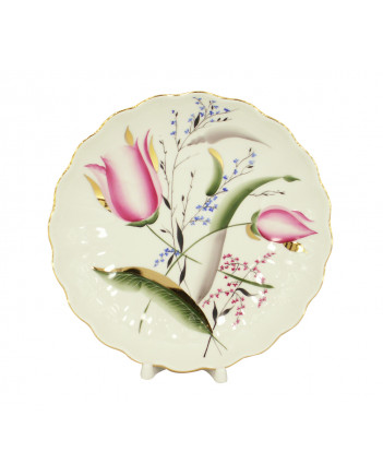 LOMONOSOV IMPERIAL PORCELAIN COOKIE PASTRY DISH PINK TULIPS