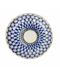 LOMONOSOV IMPERIAL PORCELAIN TEA SAUCER TULIP COBALT NET