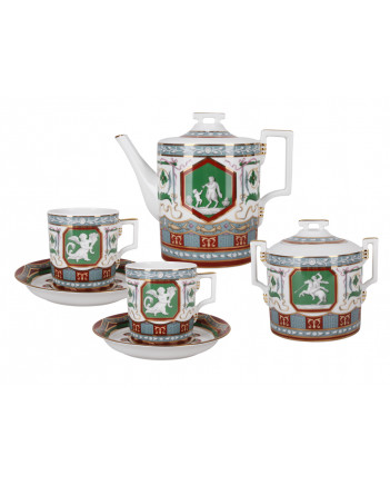 LOMONOSOV IMPERIAL PORCELAIN TEA SET SERVICE ANTIQUE 14 items