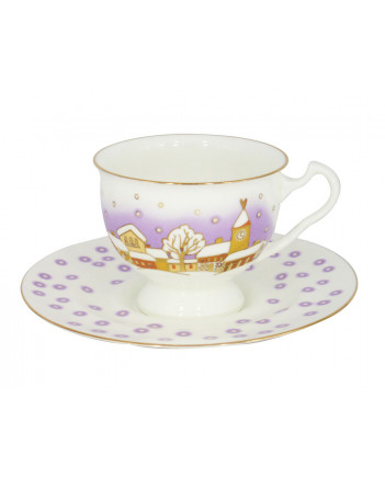 LOMONOSOV IMPERIAL BONE CHINA PORCELAIN TEA CUP AISEDORA SNOWFALL 240 ml/8.12 fl.oz