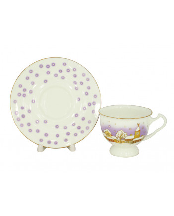 LOMONOSOV IMPERIAL BONE CHINA PORCELAIN TEA CUP AISEDORA SNOWFALL 240 ml/8.12 fl.oz