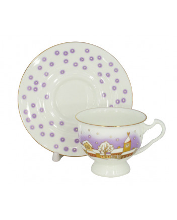 LOMONOSOV IMPERIAL BONE CHINA PORCELAIN TEA CUP AISEDORA SNOWFALL 240 ml/8.12 fl.oz